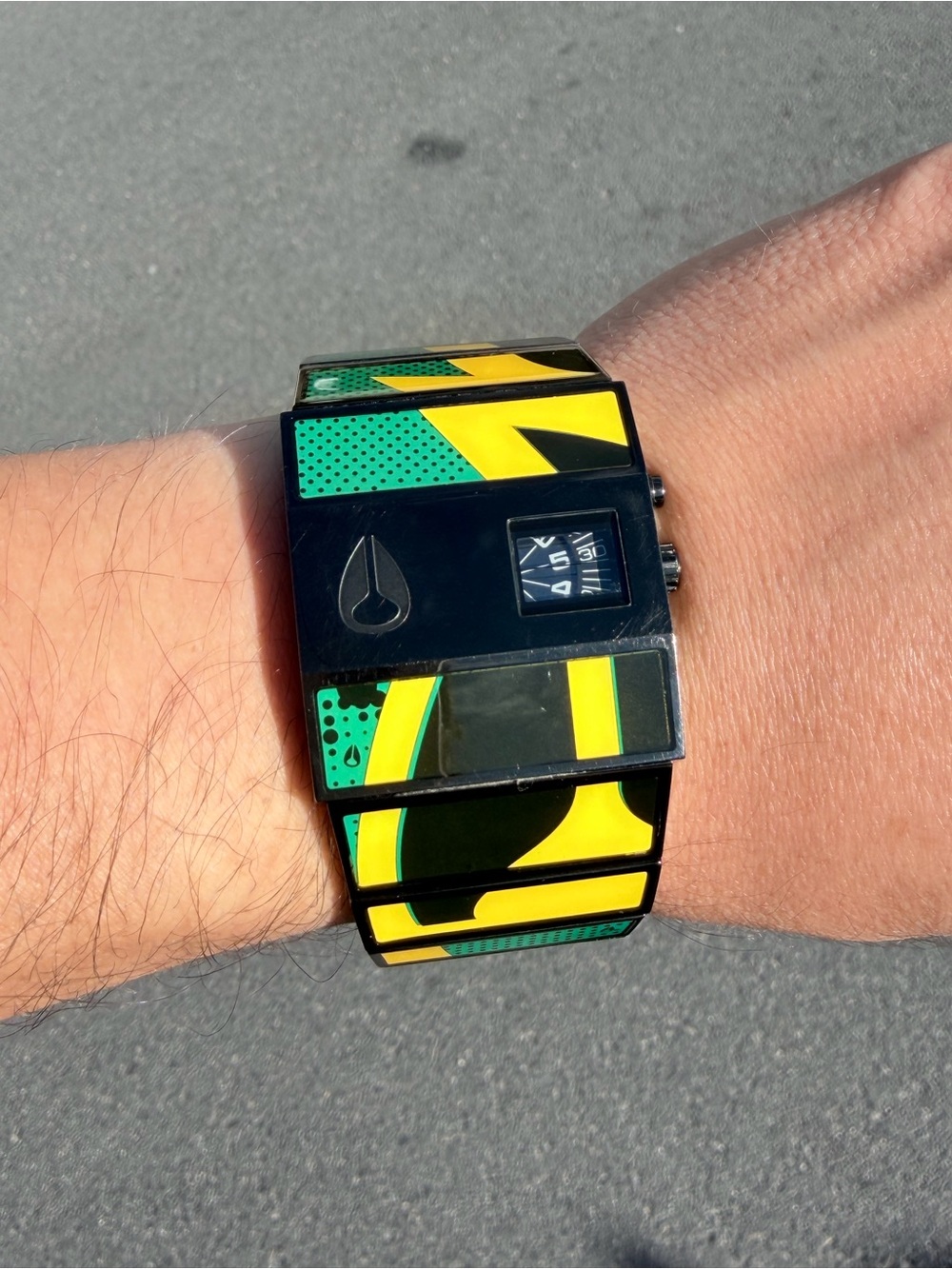 RARE Nixon Rotolog Thunder/Lightning Yellow/Green/Black Men's Watch Working